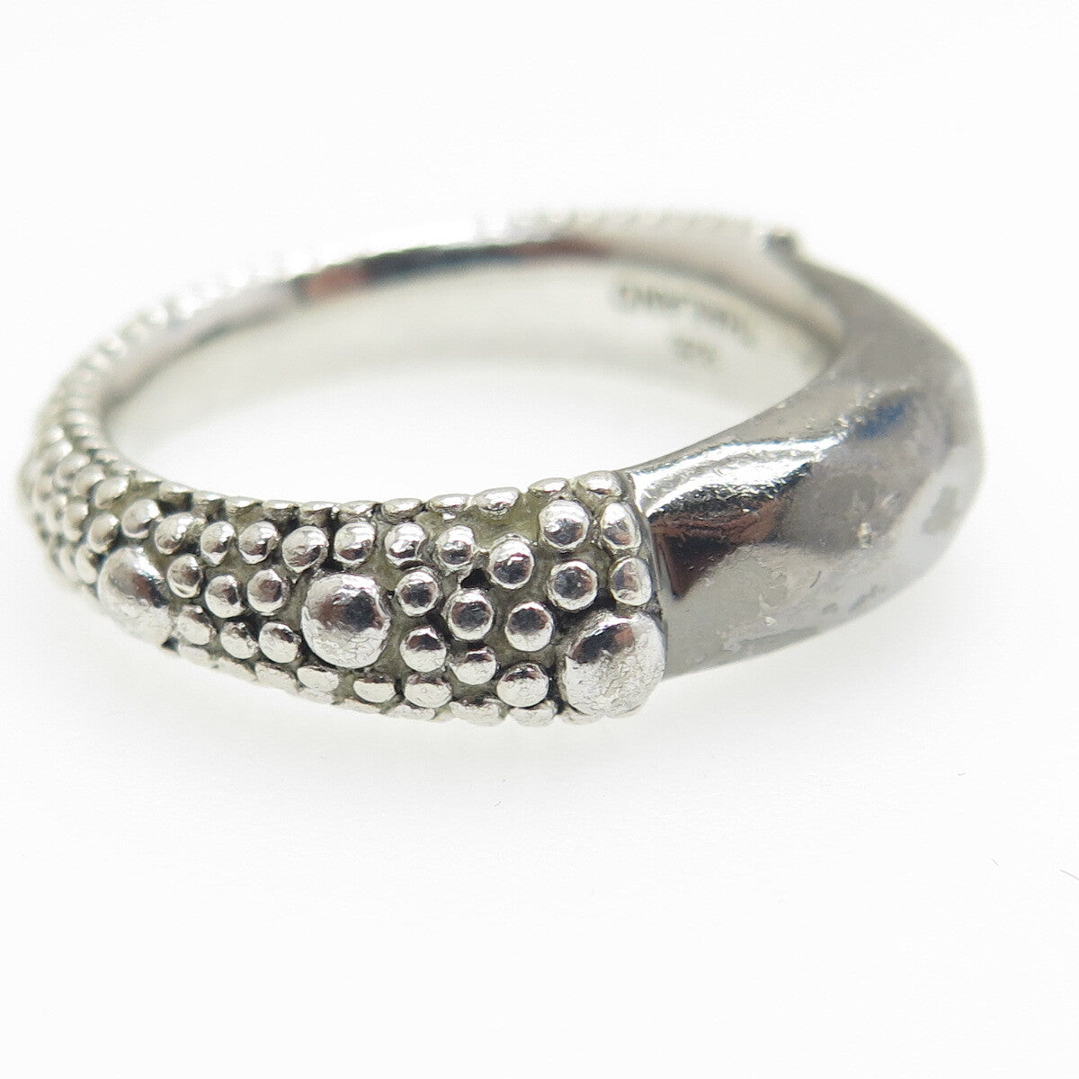 MICHAEL DAWKINS 925 Sterling Silver Granulated Oxidized Ring Size 8