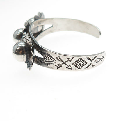 MAISELS INDIAN Old Pawn Sterling Vintage Flower Beaded Adjustable Bracelet 6.5"