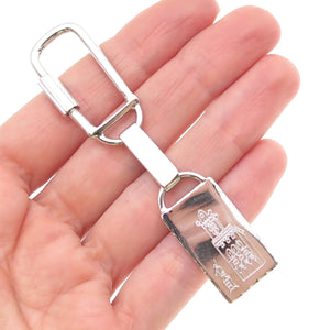 800 Silver Vintage Italy Engraved Chapel Key Fob Ring Holder