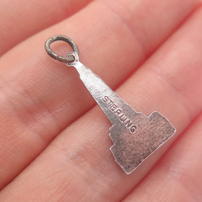 925 Sterling Silver Vintage Enamel Rockefeller Center NY Charm Pendant