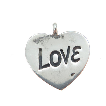 925 Sterling Silver Vintage Love Heart Tag Minimalist Charm Pendant