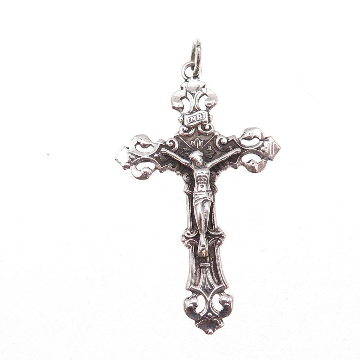 Princess Pride 925 Sterling Silver Vintage Crucifix Cross Oxidized Charm Pendant