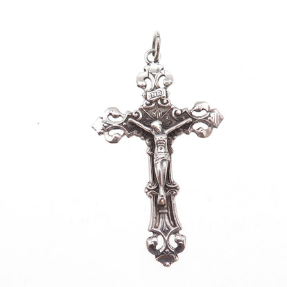 Princess Pride 925 Sterling Silver Vintage Crucifix Cross Oxidized Charm Pendant