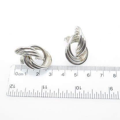 925 Sterling Silver Vintage Modernist Interlocked Circle Earrings