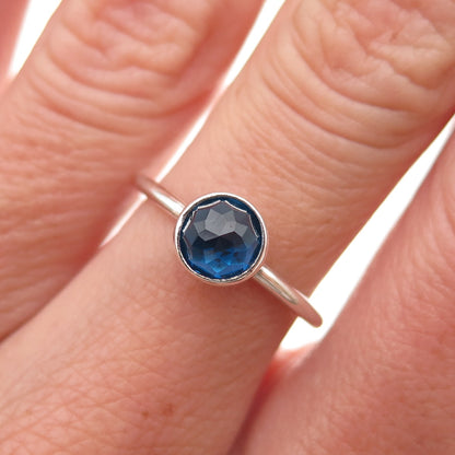 Pandora 925 Sterling Silver Blue Crystal September Birthstone Ring Size 6.25