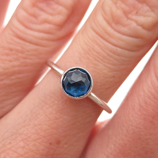 Pandora 925 Sterling Silver Blue Crystal September Birthstone Ring Size 6.25