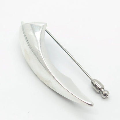 925 Sterling Silver Vintage Fang Lapel Pin