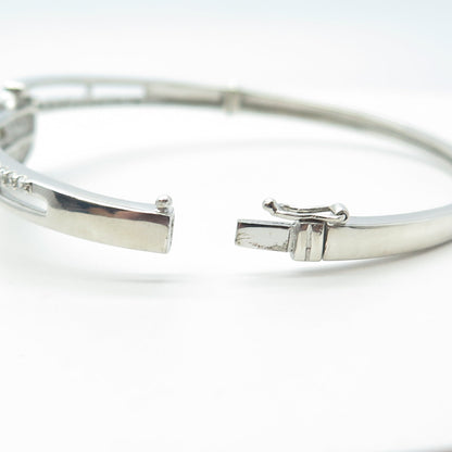 925 Sterling Silver Round-Cut White C Z Butterfly Bangle Bracelet 7"