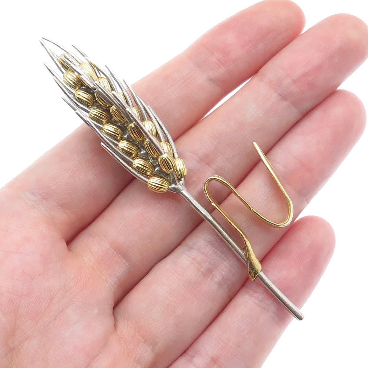 925 Sterling Silver 2-Tone Vintage Italy Ear of Wheat Miniature