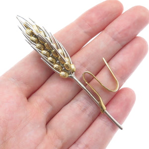 925 Sterling Silver 2-Tone Vintage Italy Ear of Wheat Miniature