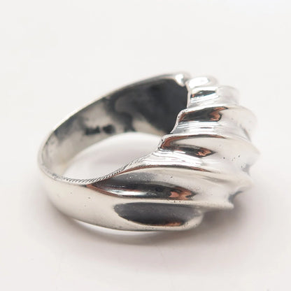 925 Sterling Silver Vintage Ribbed Ring Size 10.5