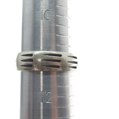 925 Sterling Silver Vintage Bear Claw Scratches Print Band Ring Size 11.5