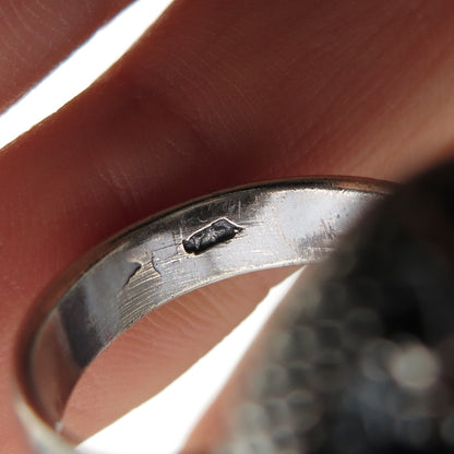 925 Sterling Silver Vintage Skull & Snake Oxidized Biker Ring Size 8