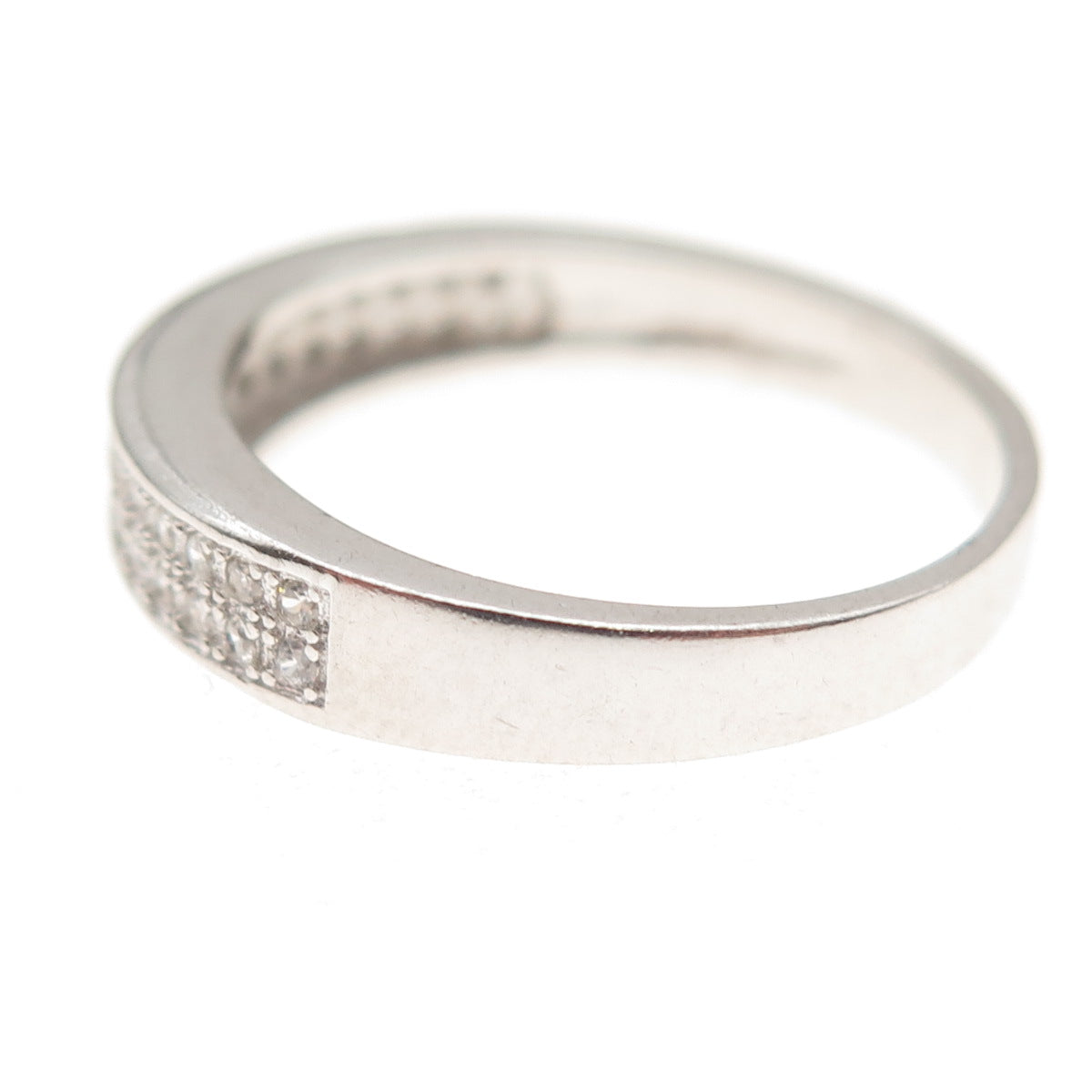 925 Sterling Silver Round-Cut C Z Sparkle Band Ring Size 7