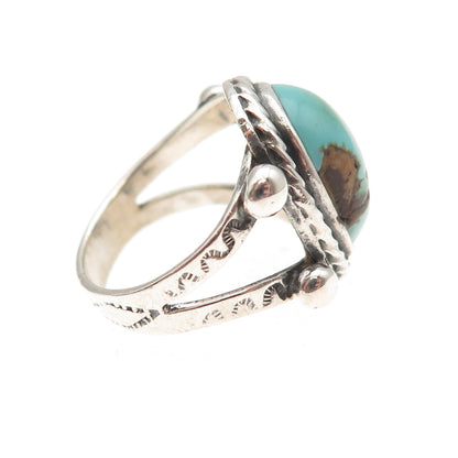Old Pawn 925 Sterling Silver Vintage Southwestern Turquoise Tribal Ring Size 3