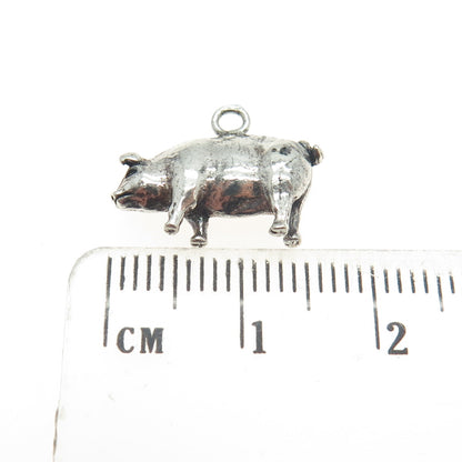 925 Sterling Silver Vintage Pig / Boar 3D Pendant