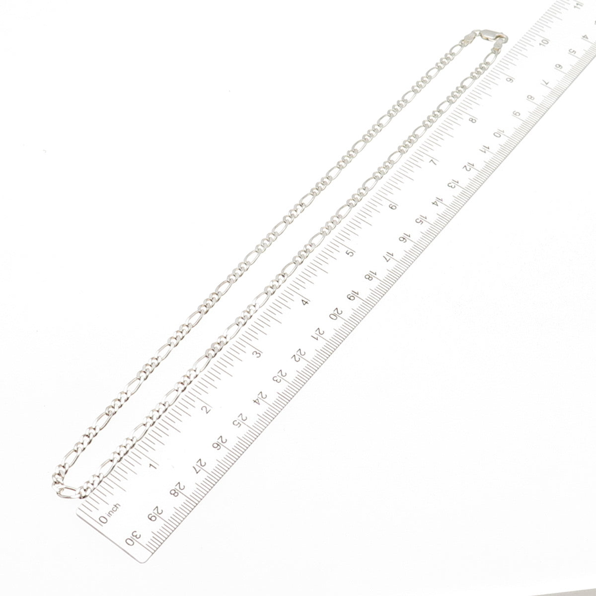 925 Sterling Silver Vintage Italy Figaro Chain Necklace 20"