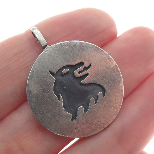 VICTORIA CONY 925 Sterling Silver Vintage Mexico Leo Zodiac Oxidized Pendant