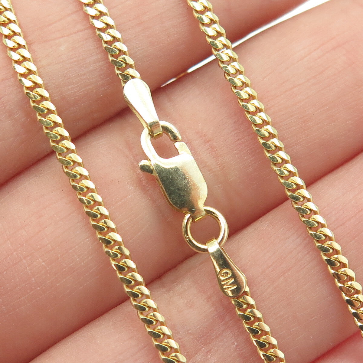 P. LUX 925 Sterling Silver Gold Pated Italy Cuban Chain Necklace 20"