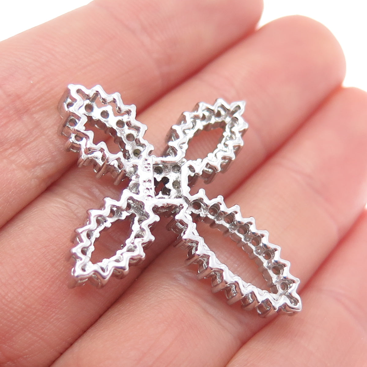 925 Sterling Silver Round-Cut C Z Cross Slide Pendant