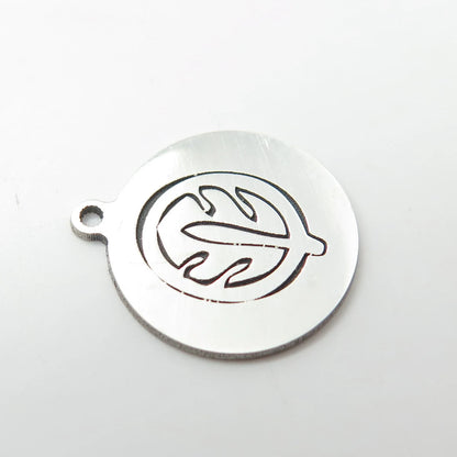 925 Sterling Silver USA Two In Town Leaf Charm Pendant