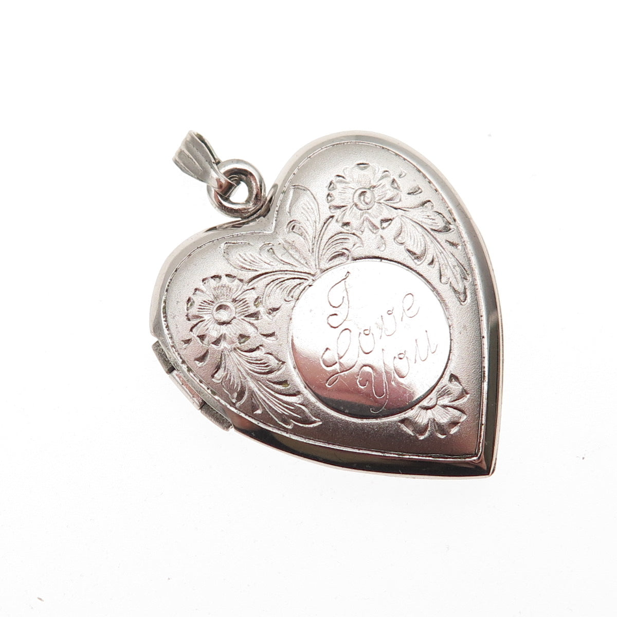 J.M. Fisher 925 Sterling Silver Vintage I Love You Heart Locket Charm Pendant
