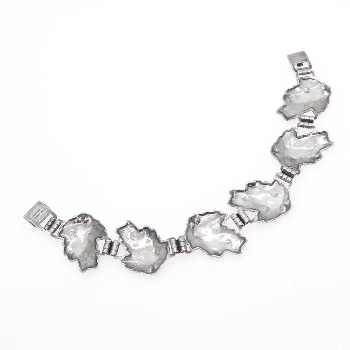 925 Sterling Silver Antique Grape Floral Oxidized Bracelet 7.25" PAT. 236854