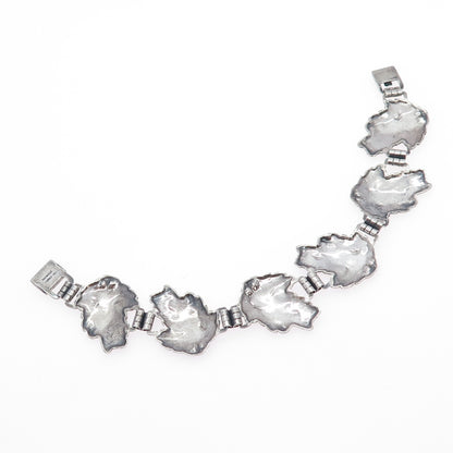 925 Sterling Silver Antique Grape Floral Oxidized Bracelet 7.25" PAT. 236854
