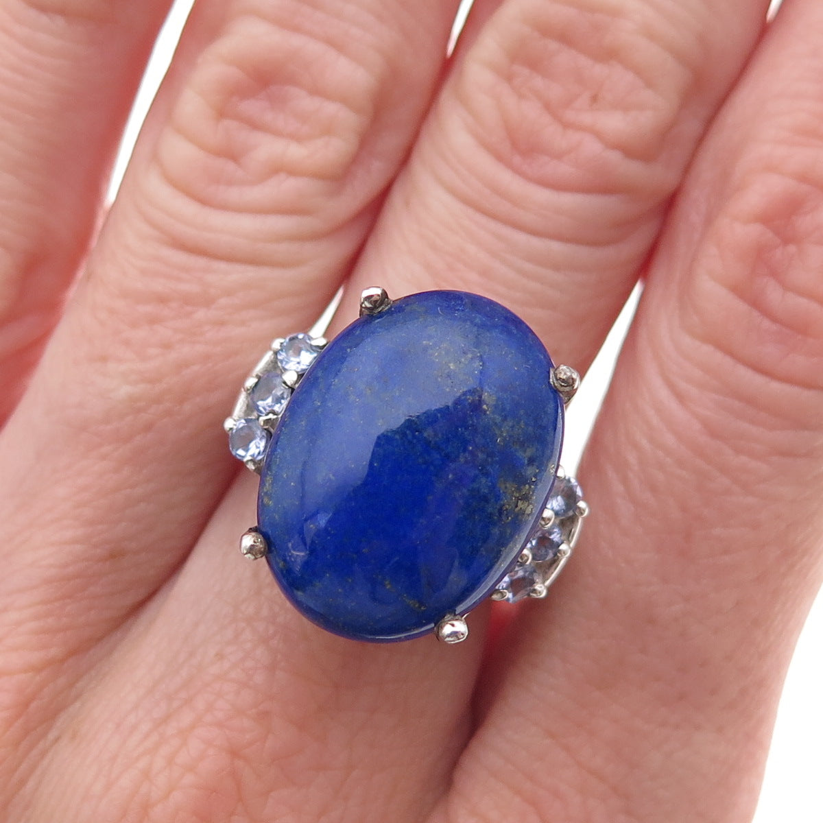 Chuck Clemency 925 Sterling Silver Real Lapis & Tanzanite Ring Size 7.75