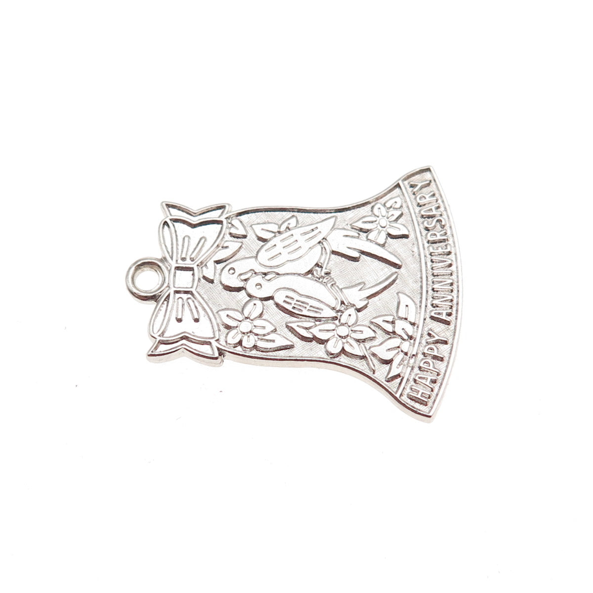 WELLS 925 Sterling Silver Vintage Happy Anniversary Mini Charm Pendant