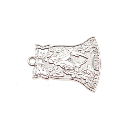 WELLS 925 Sterling Silver Vintage Happy Anniversary Mini Charm Pendant