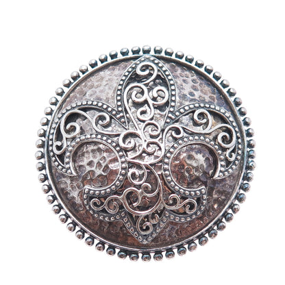 CFJ Collins Fine 925 Sterling Silver Vintage Fleur de Lis Oxidized Slide Pendant