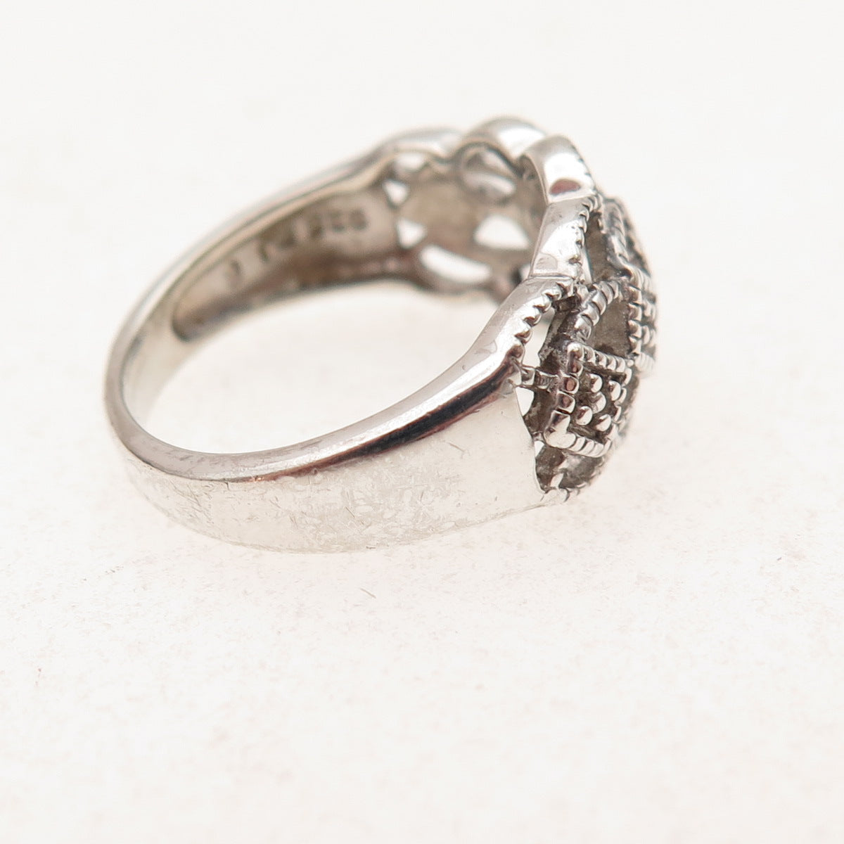 RJ Graziano 925 Sterling Silver Real Round-Cut Diamond Ring Size 6.25