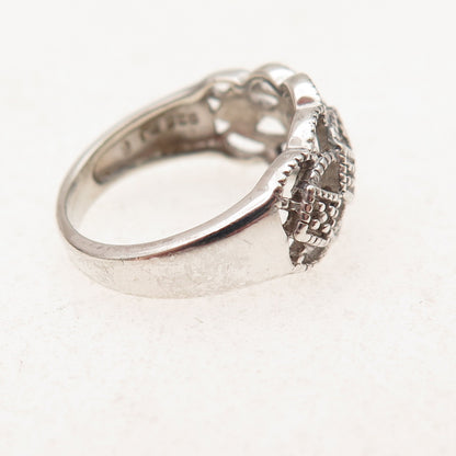 RJ Graziano 925 Sterling Silver Real Round-Cut Diamond Ring Size 6.25