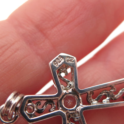 Ross Simons 925 Sterling Silver Round-Cut C Z Cross Charm Pendant