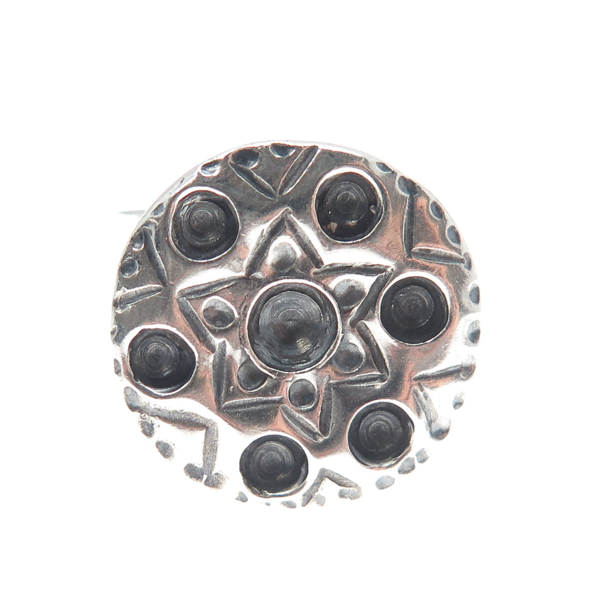 950 Silver Vintage Flower Oxidized Adjustable Ring Size 7
