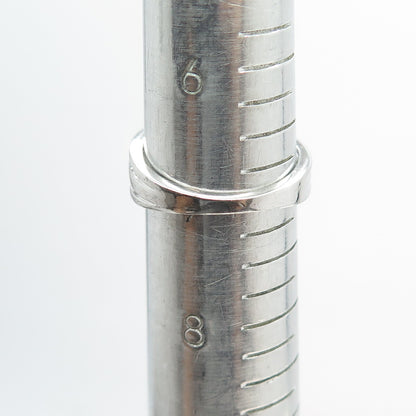SUN 925 Sterling Silver Real Round-Cut Diamond Crisscross Ring Size 7