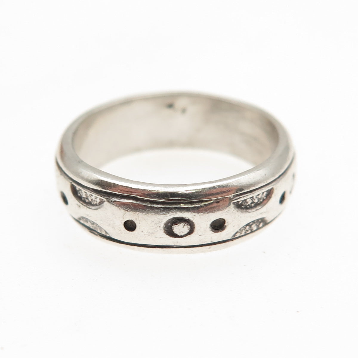925 Sterling Silver Vintage Modernist Oxidized Band Ring Size 5.5