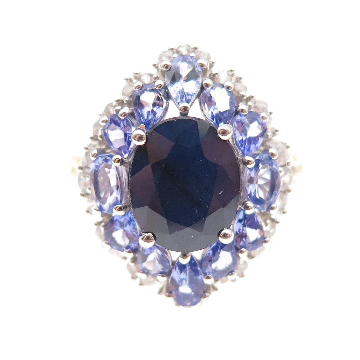 Chuck Clemency 925 Sterling Silver Real Sapphire Tanzanite Topaz Ring Size 8.25