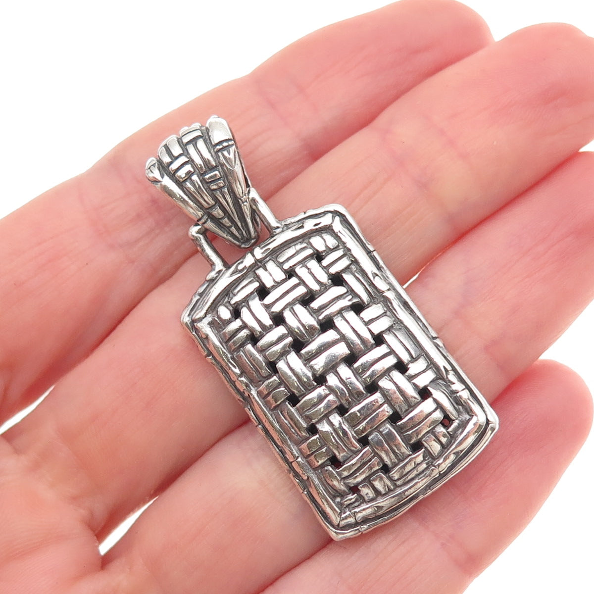 Sarda 925 Sterling Silver Vintage Woven Oxidized Charm Pendant