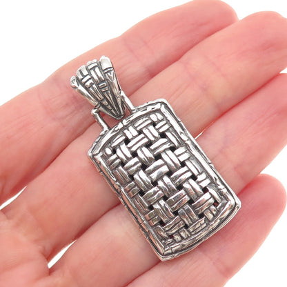 Sarda 925 Sterling Silver Vintage Woven Oxidized Charm Pendant