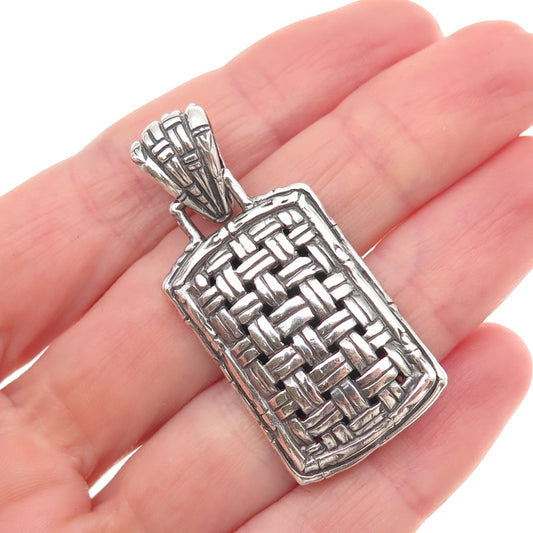 Sarda 925 Sterling Silver Vintage Woven Oxidized Charm Pendant