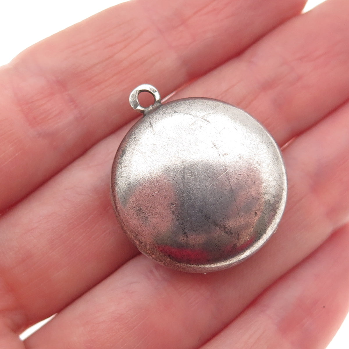 Silver-Tone Antique Victorian St. Mary Religious Oxidized Locket Charm Pendant