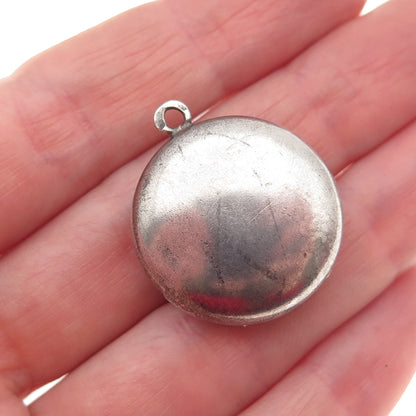 Silver-Tone Antique Victorian St. Mary Religious Oxidized Locket Charm Pendant