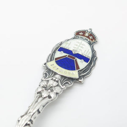 925 Sterling Silver Antique Enamel "Bermuda" Floral Spoon