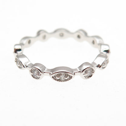 925 Sterling Silver Round-Cut C Z Eternity Stackable Band Ring Size 6