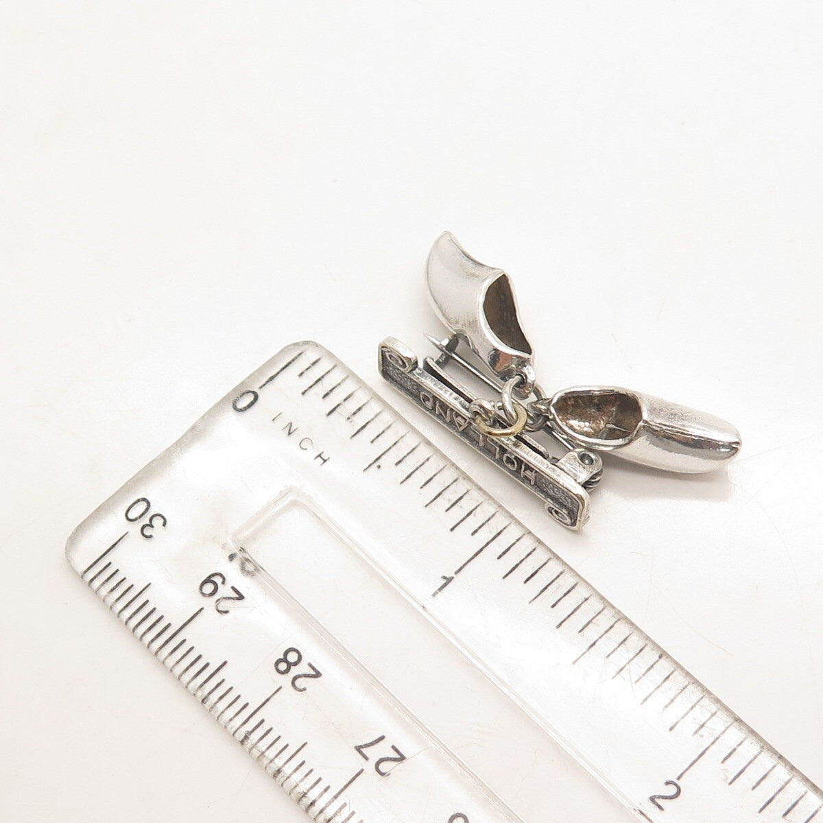 925 Sterling Silver Vintage Holland Boot Shoes Charms Pin Brooch