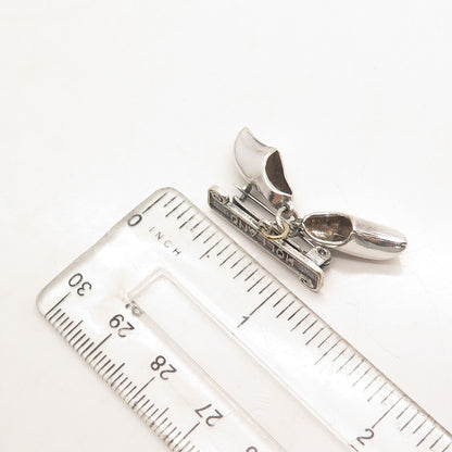 925 Sterling Silver Vintage Holland Boot Shoes Charms Pin Brooch