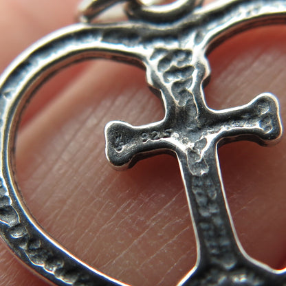 LISA LEE CREATIONS 925 Sterling Silver Vintage Cross & Heart Charm Pendant
