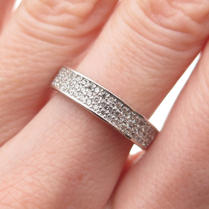 925 Sterling Silver Round-Cut C Z Half Eternity Band Ring Size 6.75